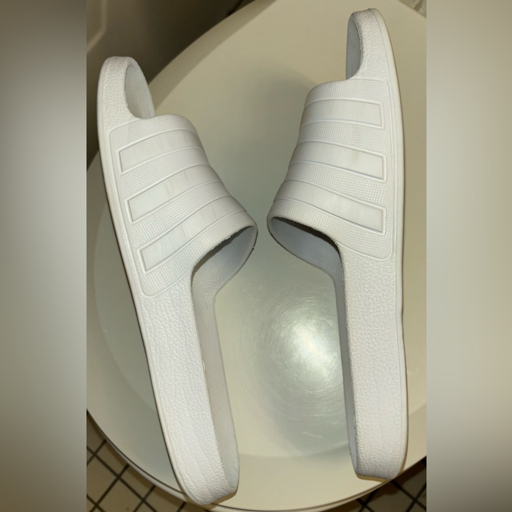 White Adidas Slides